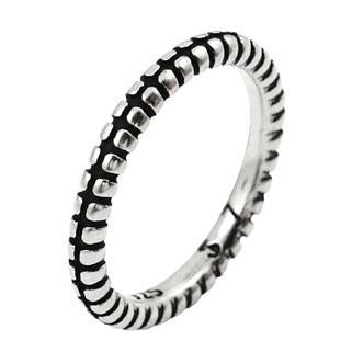 Sterling Silver Plain Silver Striped And Split Design Stackable Ring
