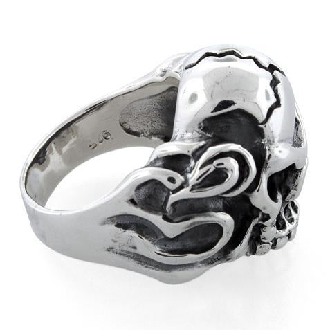 Sterling Silver Skull Fire Ring