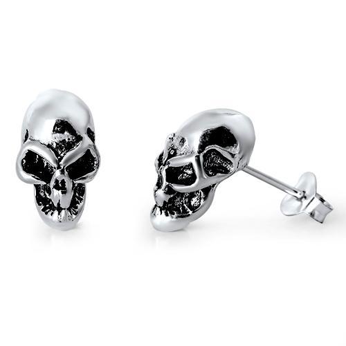 Sterling Silver Skull Stud Earrings