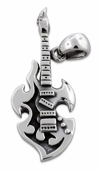 Sterling Silver Tribal Electric Guitar Pendant
