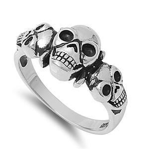 Sterling Silver Triple Skull Ring