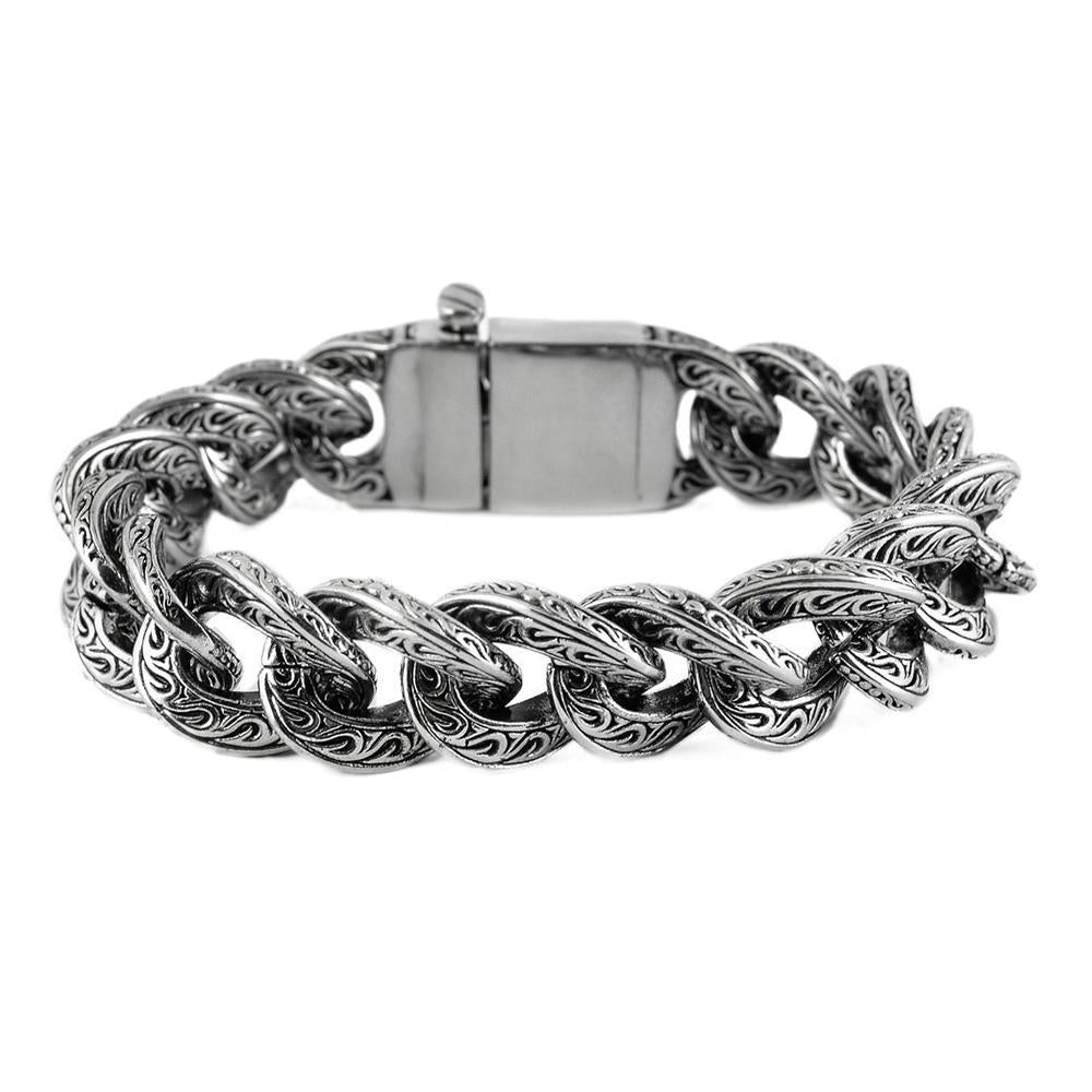 Unisex 25MM Fancy Design Bracelet Stainless Steel Motorcycle Jewelry