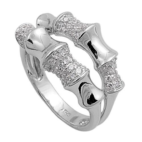 Sterling Silver Bone CZ Ring