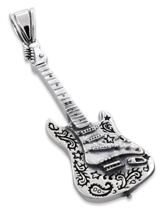 Sterling Silver Electric Guitar Pendant