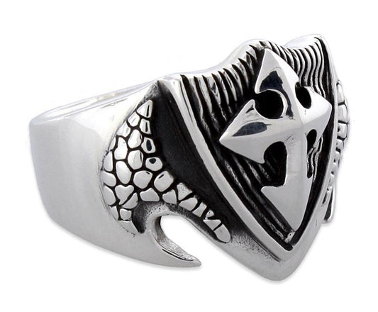 Sterling Silver Scale Cross Ring