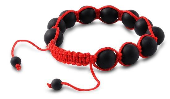 12MM Black Matte Bead Red String Shamballa Bracelet