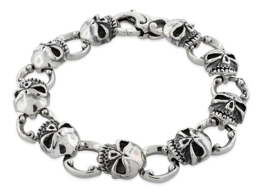 Sterling Silver Skull Link Bracelet