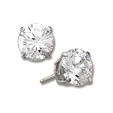 1.5 ct Sterling Silver CZ Stud Earrings 6MM