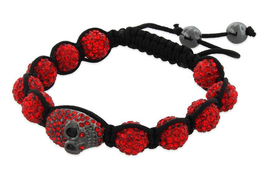 10MM Skull Red Rhinestone Bead Shamballa Bracelet