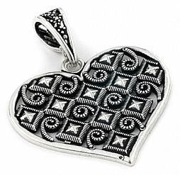 Sterling Silver Large Medieval Heart Pendant