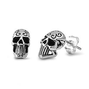 Sterling Silver Tribal Skull Earrings