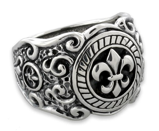 Sterling Silver Ancient Fleur de Lis Design Ring