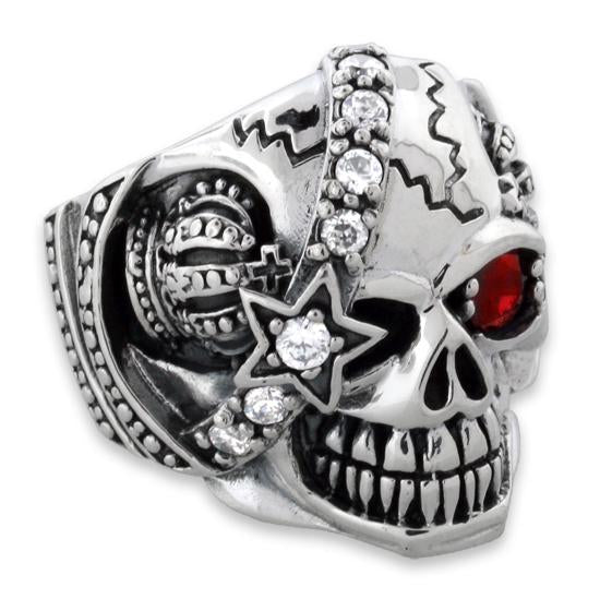 Sterling Silver Rockstar Skull Ring