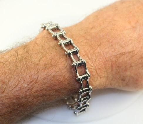 1/2" Wide All Stainless Steel  Stainless Steel Motorcycle Bike Chain Bracelet