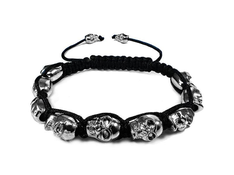 10MM 9 Silver Color Skulls Stone Bead Bracelet