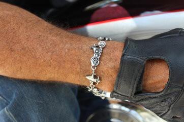 Gents Bracelet Fleur de lis Bikes Large Stainless Steel Motorcycle Jewelry