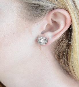 Bullet Earrings Stainless Steel Imitation Diamonds