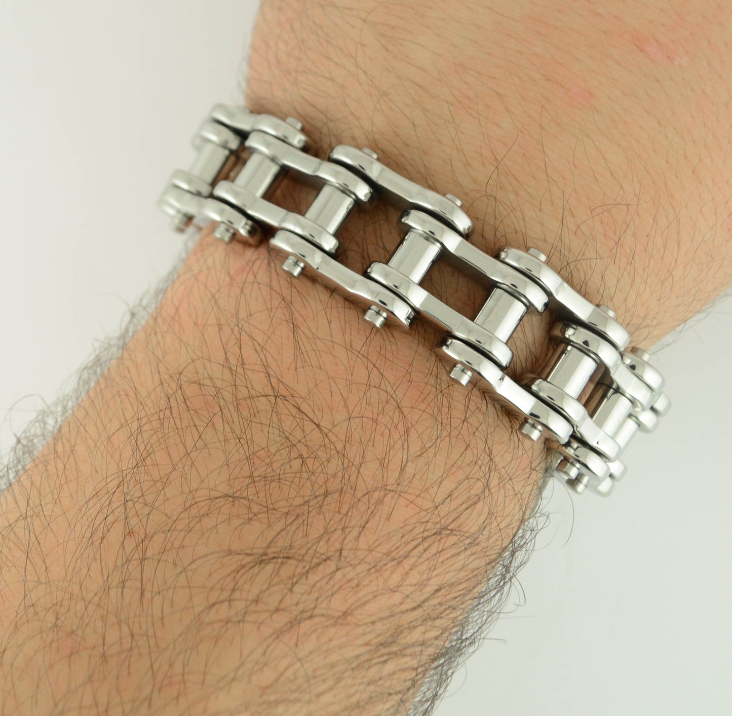 All Stainless 3/4" Wide THICK LINK Men's Stainless Steel Motorcycle Chain Bracelet