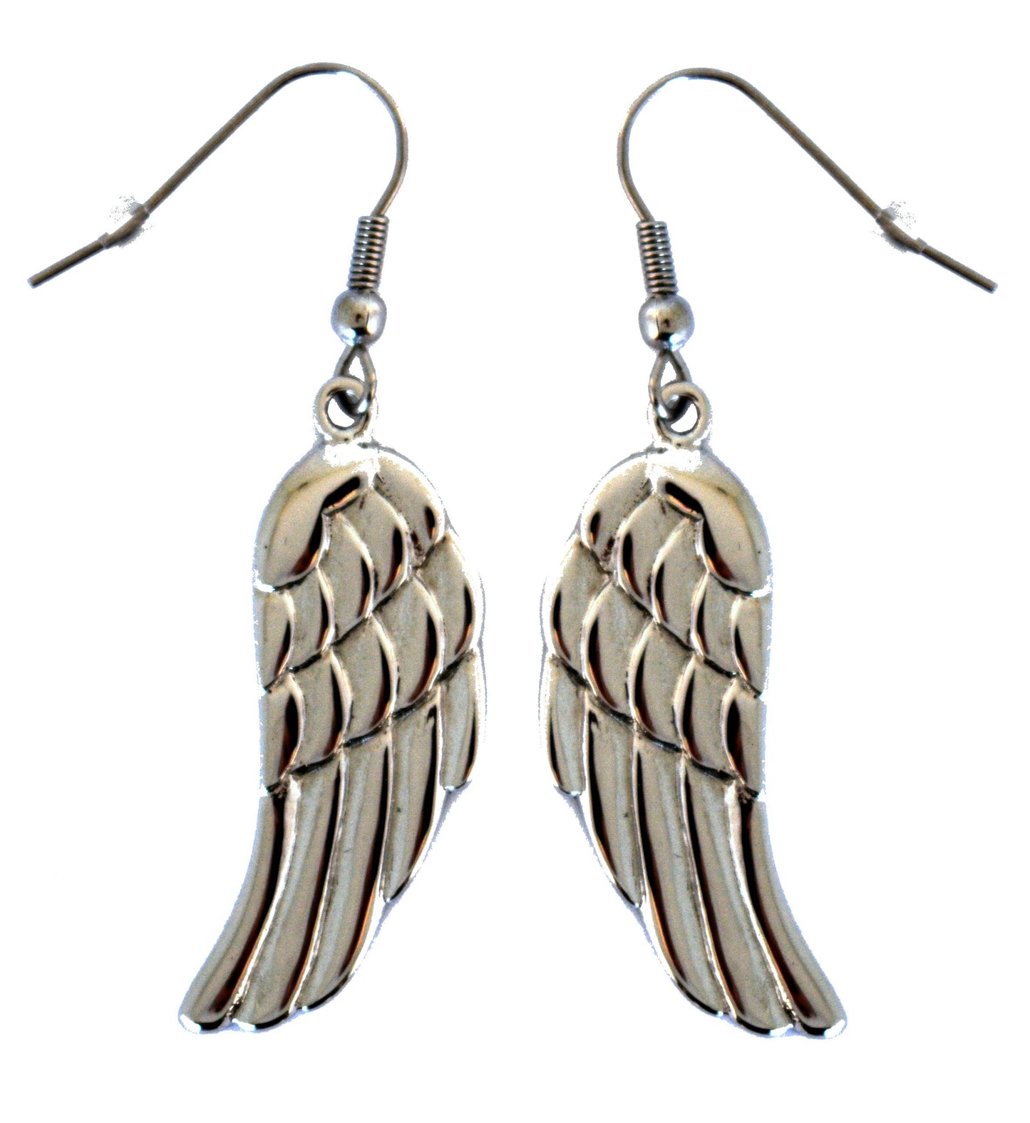 Large Angel Wing Earrings French Wire Stainless Steel Motorcycle Biker Jewelry