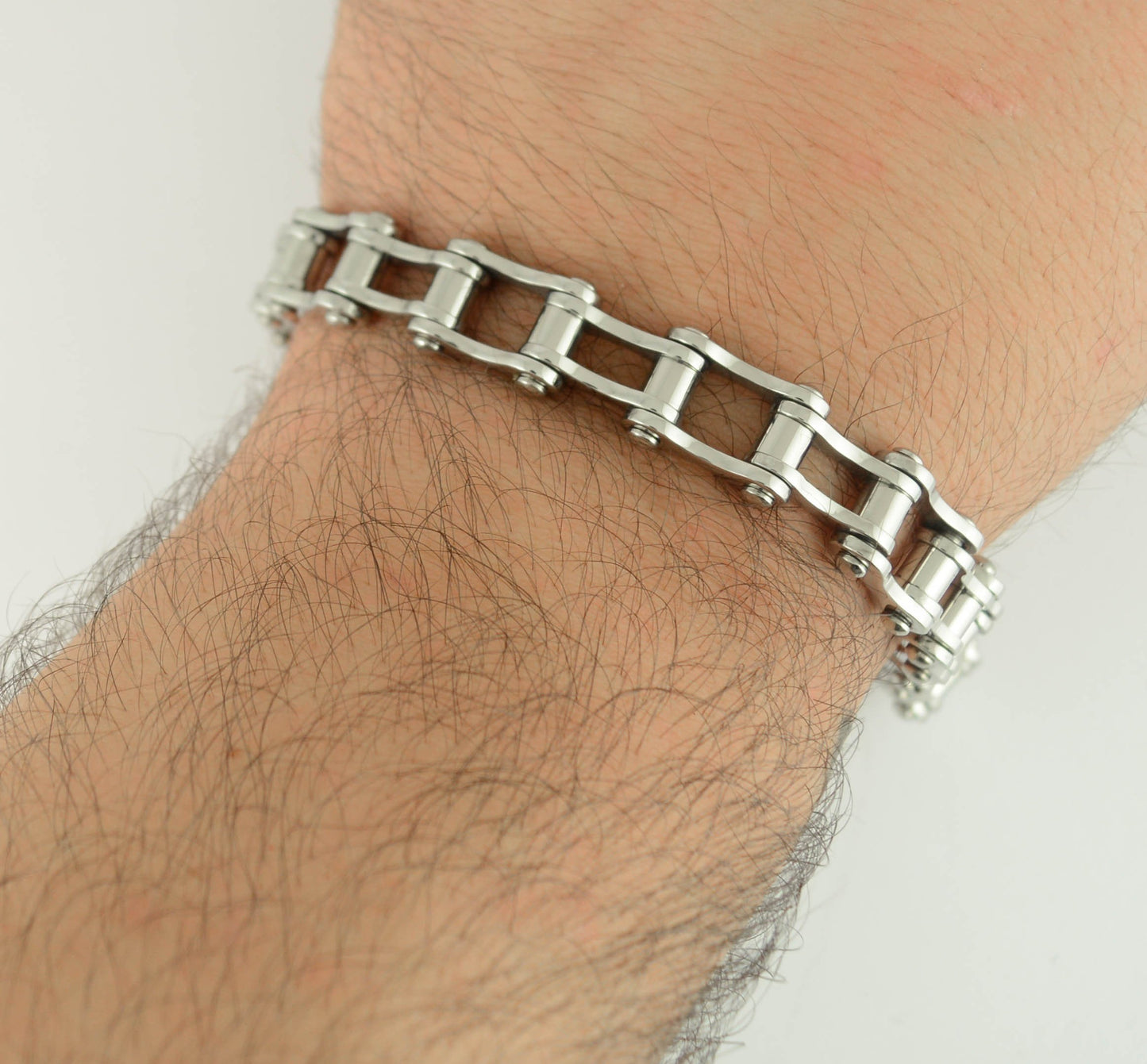 All Stainless Steel  Stainless Steel 1/2" Wide Motorcycle Chain Bracelet