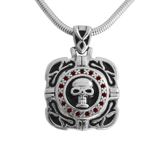 Crystal Bling Pendant 16.5" Necklace Wide Stainless Steel Motorcycle Jewelry