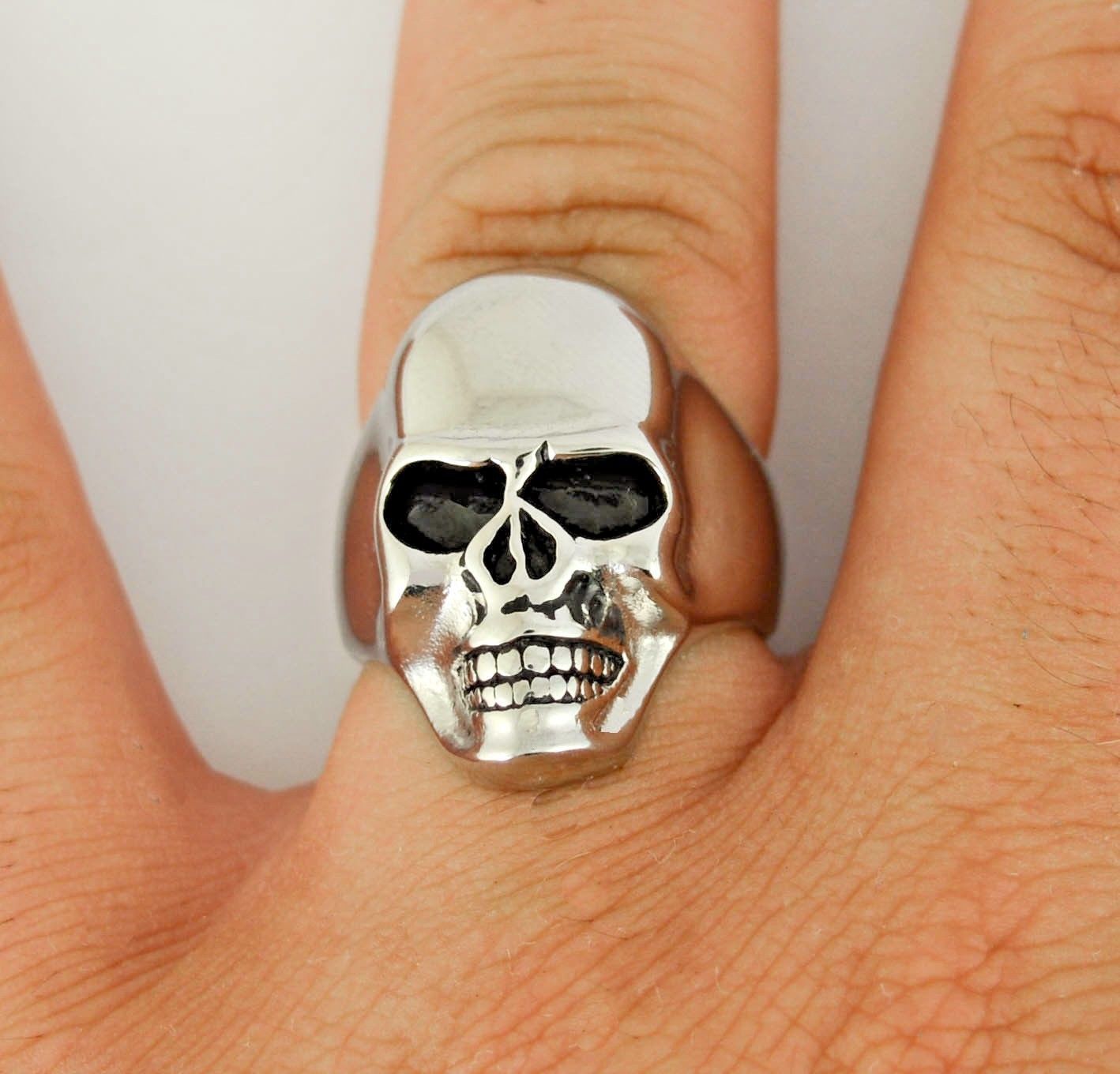 LargeGents' Ring Stainless Steel Human Cranium9 16