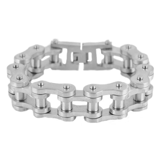 BRUSHED FINISH 3/4" Wide THICK LINK Men's Stainless Steel Motorcycle Chain Bracelet