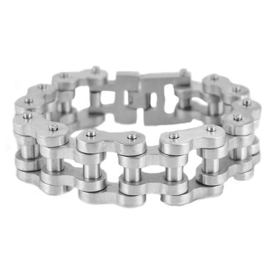 1" Wide All Stainless BRUSHED Finish THICK LINK Men's Stainless Steel Motorcycle Chain Bracelet