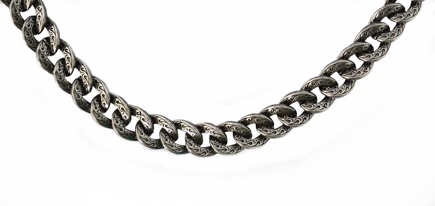 Necklace 26" Stainless Steel 1/2" Wide Tattoo Hook Link Design