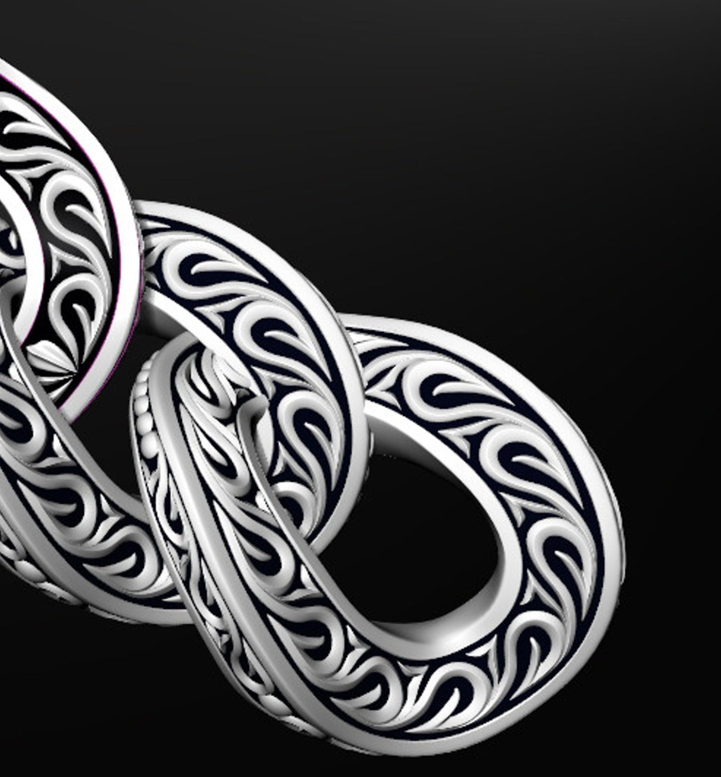 Necklace 26" Stainless Steel 1/2" Wide Tattoo Hook Link Design