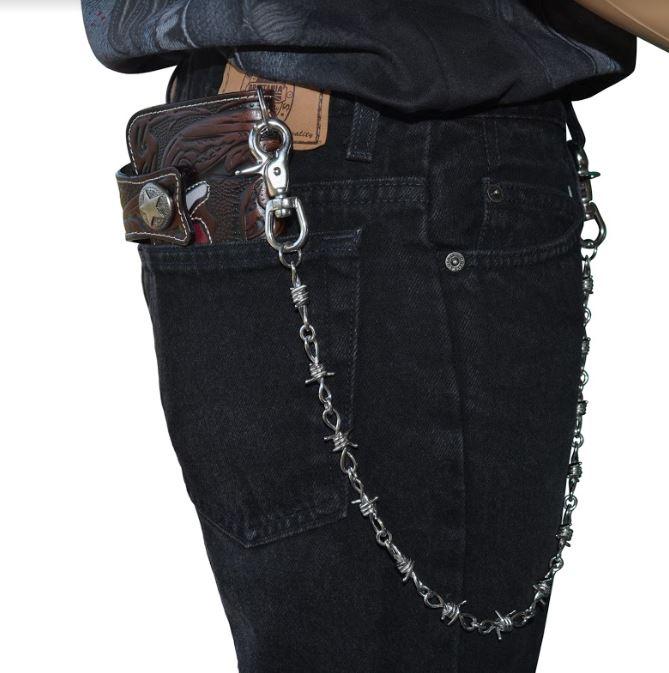 Wallet Barbed Wire Chain Stainless Steel 24"