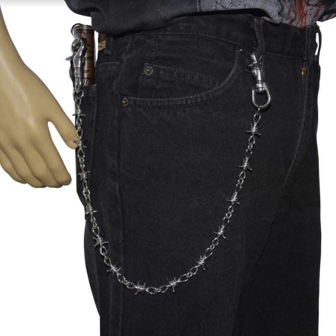 Wallet Barbed Wire Chain Stainless Steel 24"