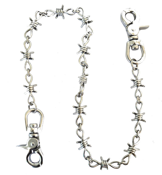 Wallet Barbed Wire Chain Stainless Steel 24"