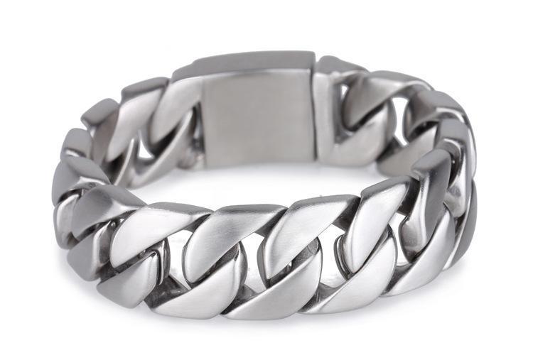 Bracelet Stainless Steel 1" Wide BRUSHED Cuban Link