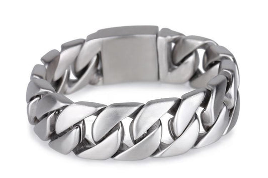 Bracelet Stainless Steel 1" Wide BRUSHED Cuban Link