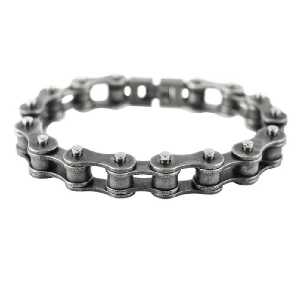 Antiqued Worn Look 1/2" Wide Bike Chain Bracelet