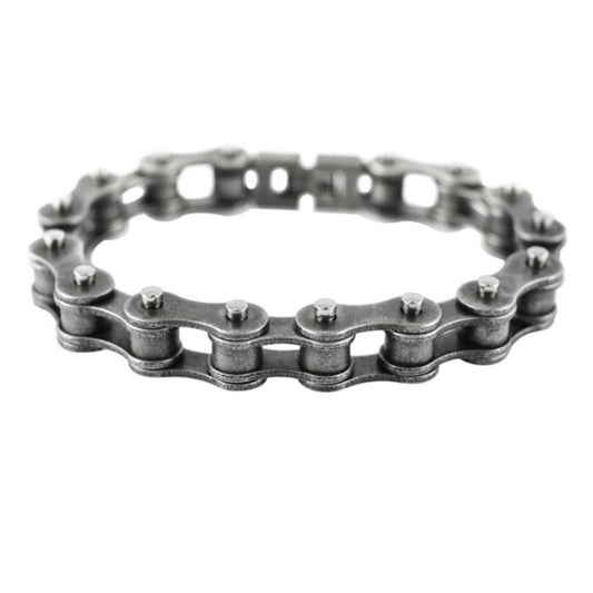 Antiqued Worn Look 1/2" Wide Bike Chain Bracelet