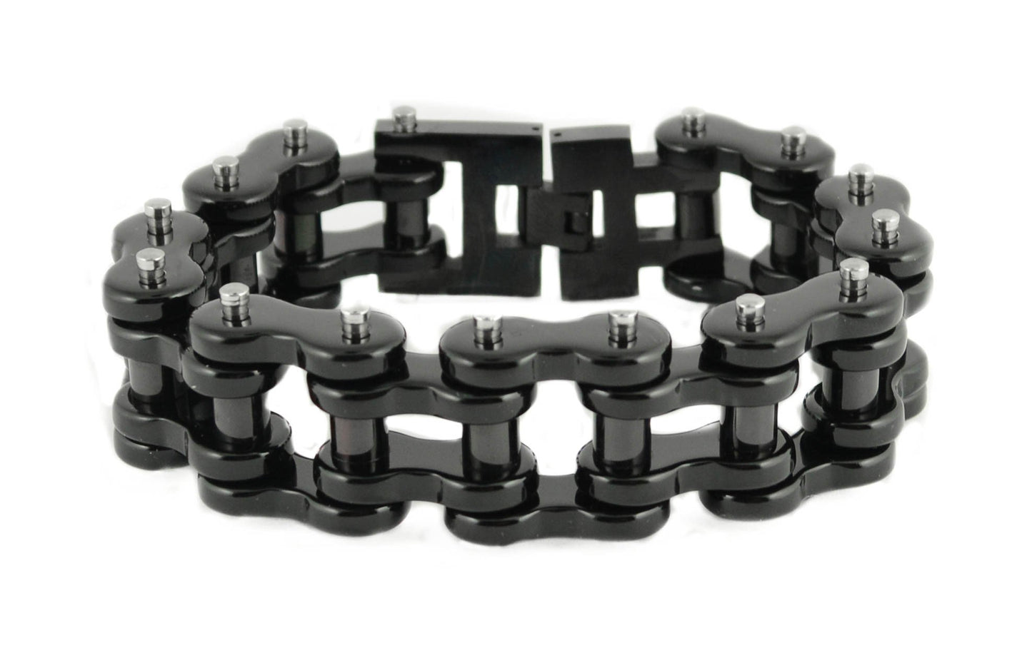All Black THICK Link 1" Wide Stainless Steel Chain Bracelet