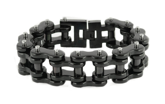 All Black THICK Link 1" Wide Stainless Steel Chain Bracelet