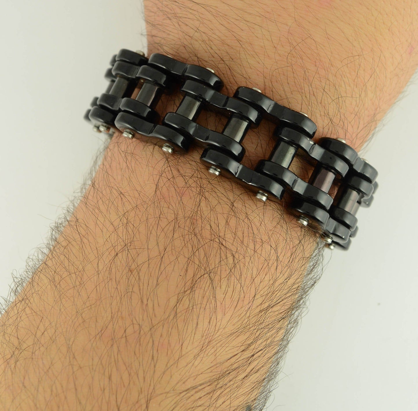 All Black THICK Link 1" Wide Stainless Steel Chain Bracelet