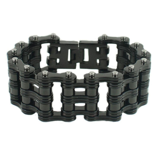 All Black 1" WideUnisex Stainless Steel Motorcycle Chain Bracelet