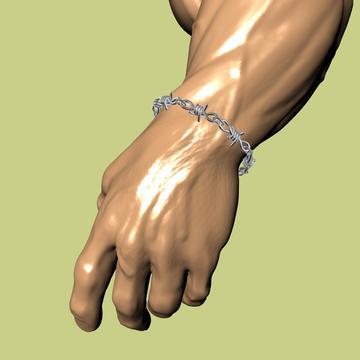 Bracelet Men's Large Stainless Steel Barbed Wire Link Design