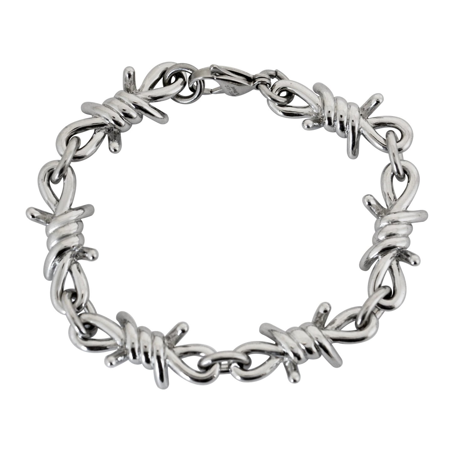 Bracelet Men's Large Stainless Steel Barbed Wire Link Design