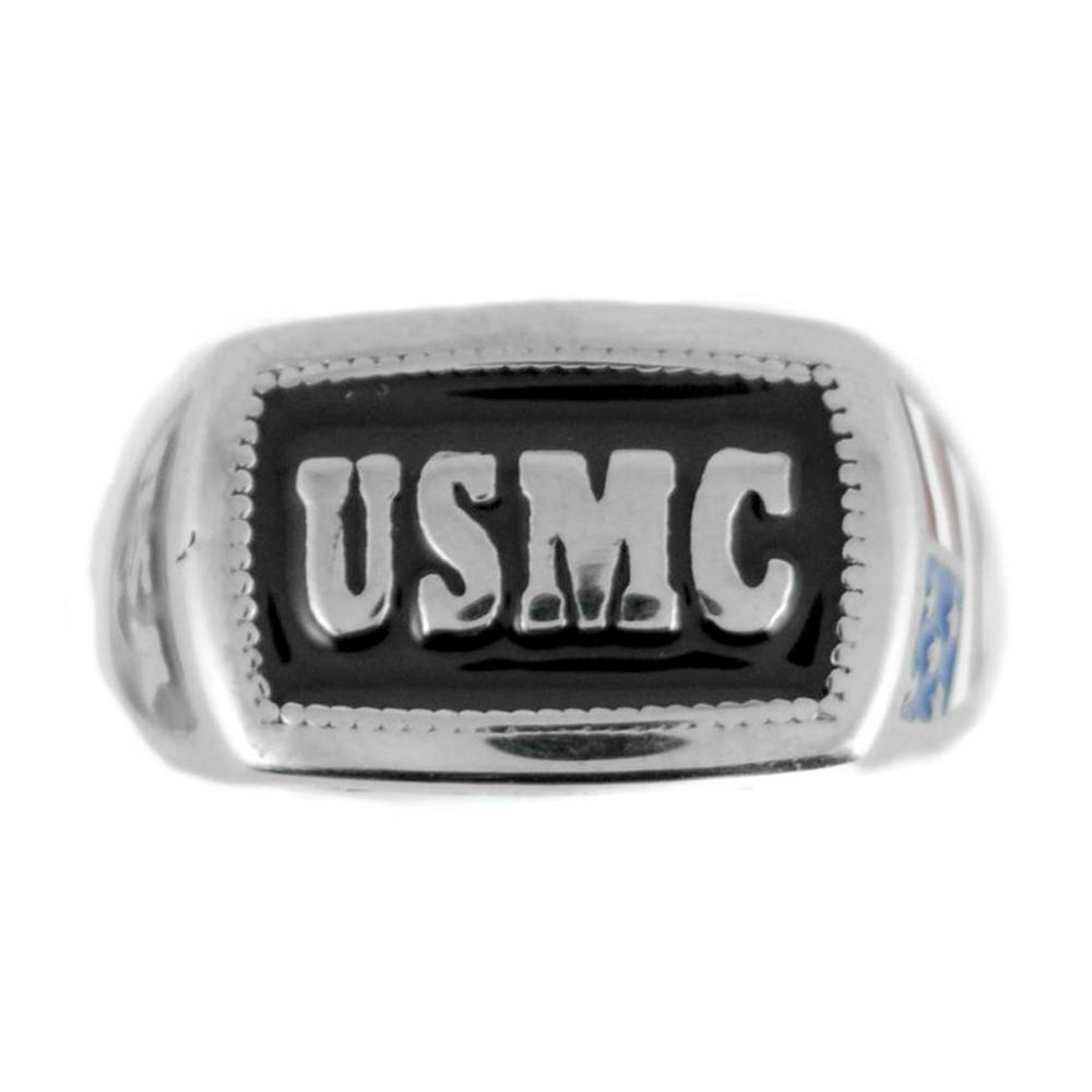 Women's Or Men's USMC Ring Enameled American Flag  Stainless Steel Military Jewelry