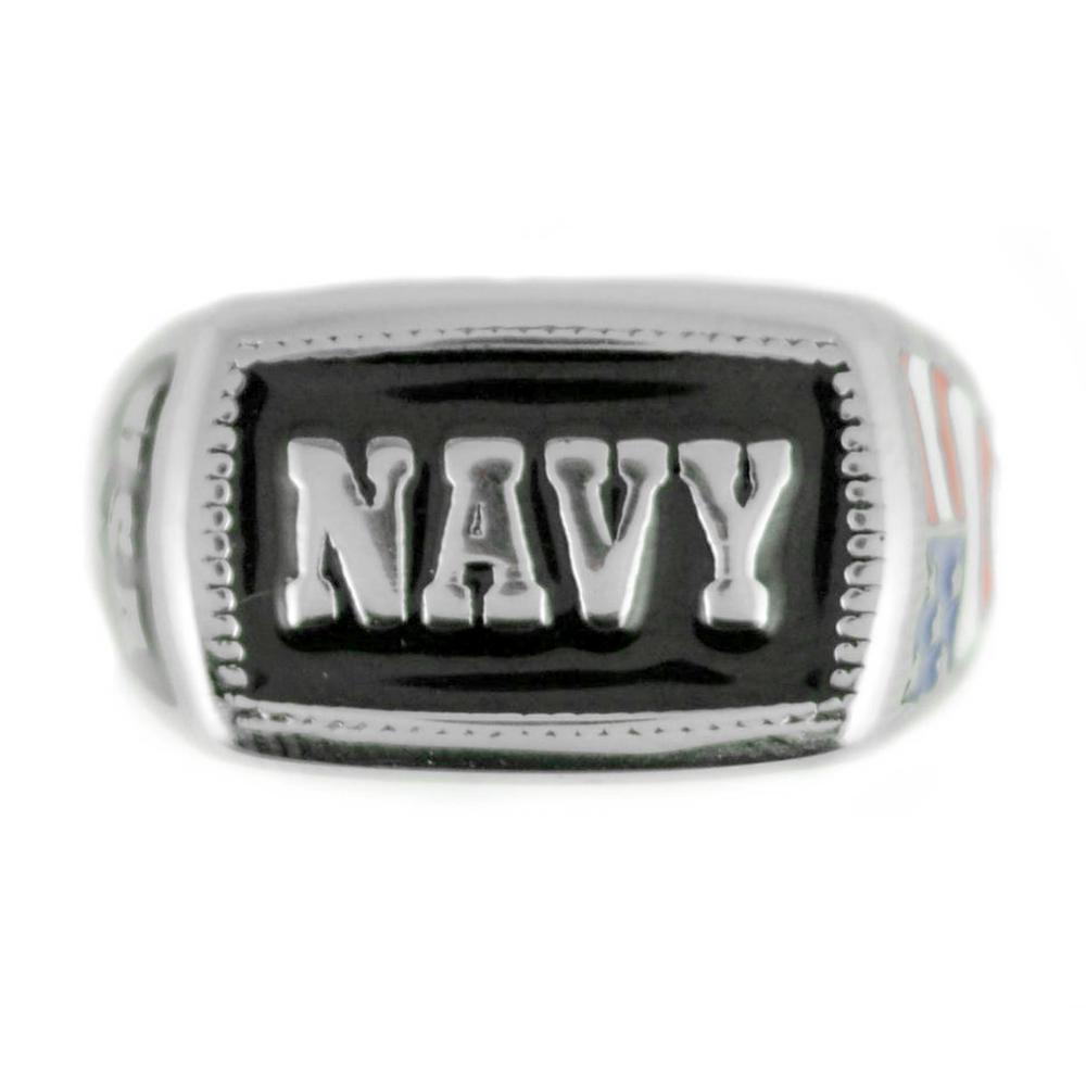 Women's Or Men's Navy Ring Enameled American Flag Stainless Steel Military Jewelry