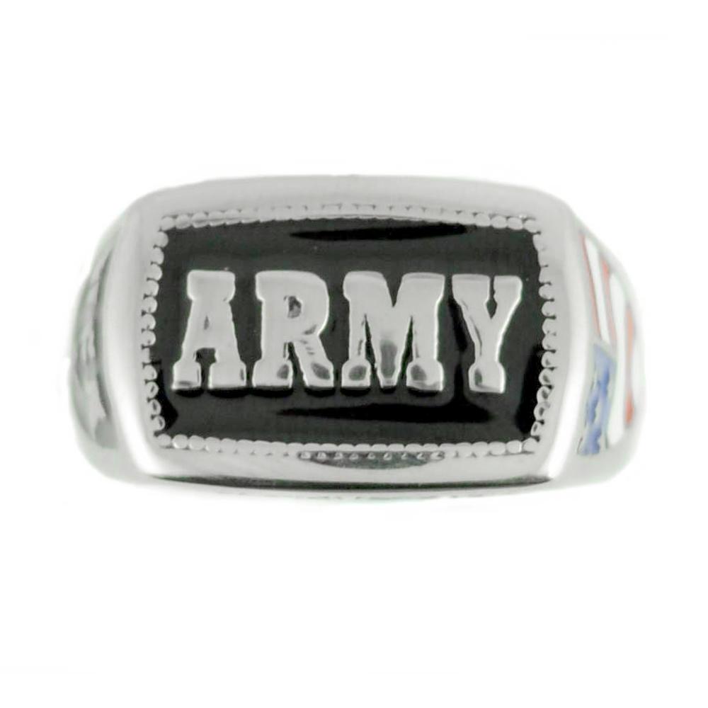 Women's Or Men's Army Ring Enameled American Flag Stainless Steel Military Jewelry