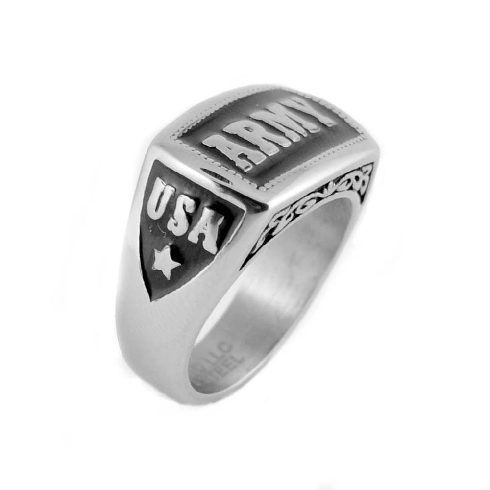 Women's Or Men's Army Ring Enameled American Flag Stainless Steel Military Jewelry