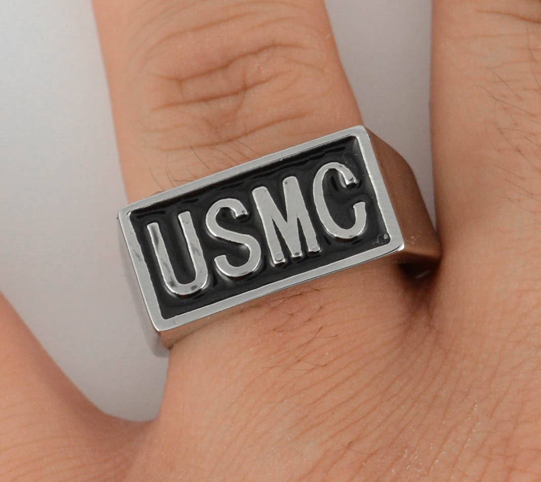 Gents USMC Ring Stainless Steel Military Jewelry