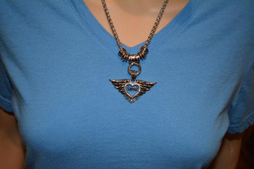 Women's Love Winged Charm Pendant Stainless Steel Motorcycle Jewelry
