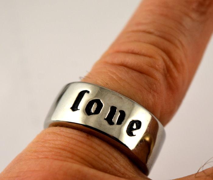 Ring Love Stainless Steel Wide Band